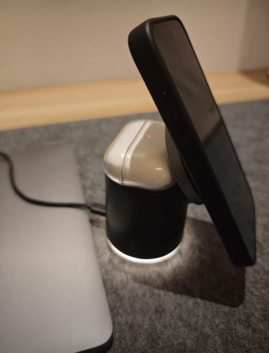 ollig·AreshQi2三合一磁吸無線充電器適用蘋果耳機床頭充電支架夜燈 - 图片 28