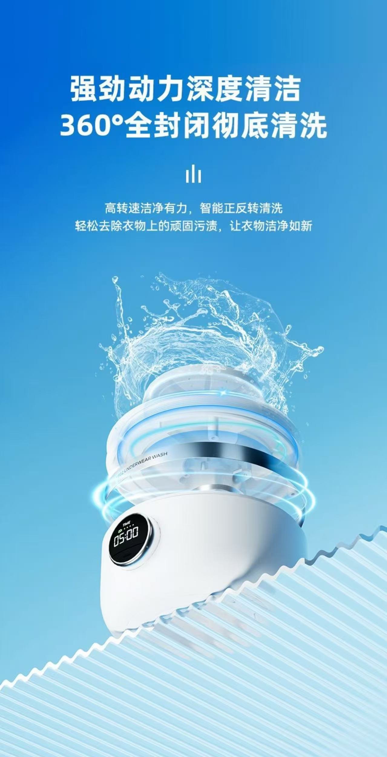 ollig·SanHuo便攜可視化迷你無線內衣襪子清洗機不插電洗衣機充電式 - 图片 5